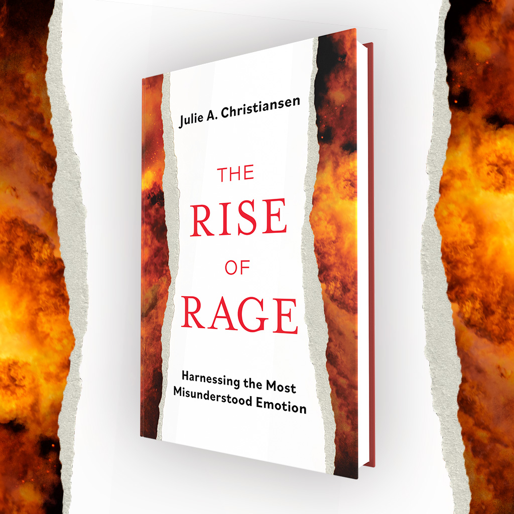 Cover of book Rise of Rage with flames and torn paper